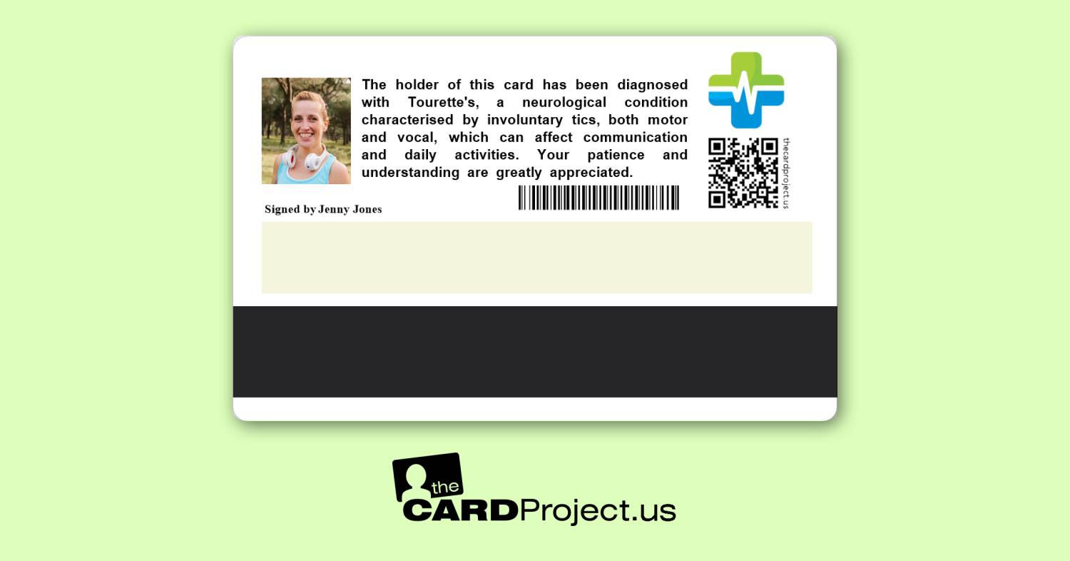 Tourette's Premium Medical ID Card (REAR)